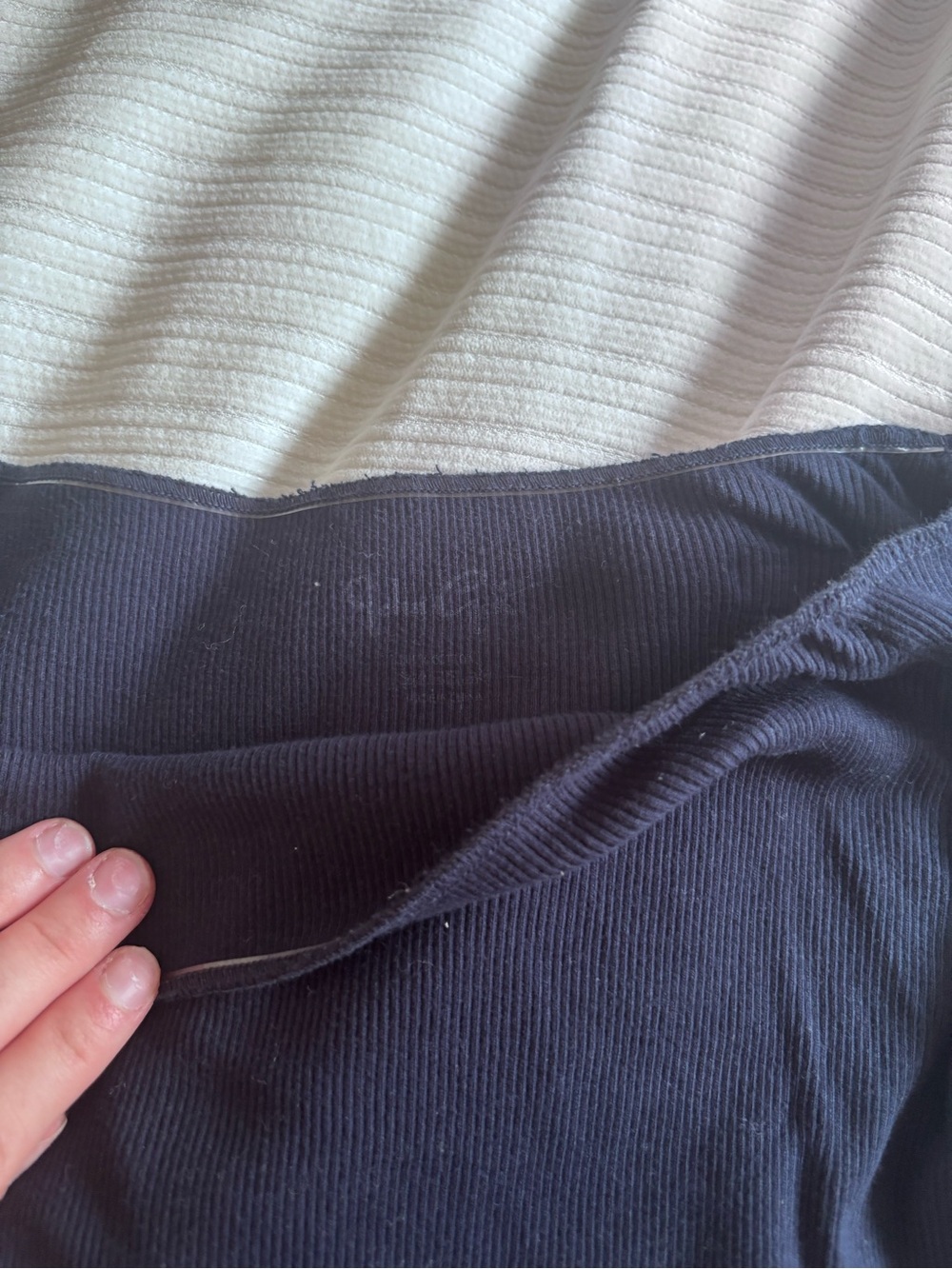 Brandy Melville Navy Ribbed Off-Shoulder Top - Picture 2 of 2
